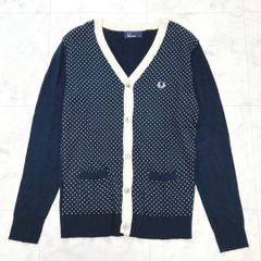 フレッドペリー バイカラー ニット カーディガン 月桂樹 刺繍ロゴ S 