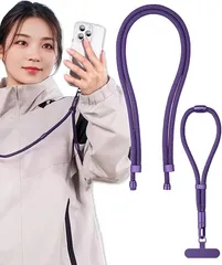 RSSR 1本3役 手首/首掛け/斜め掛け 3WAY スマホストラップ ショルダーストラップ ネックストラップ ハンドストラップ 肩掛け 携帯ストラップ 全機種対応 落下防止 (パープル)