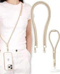 RSSR 1本3役 手首/首掛け/斜め掛け 3WAY スマホストラップ ショルダーストラップ ネックストラップ ハンドストラップ 肩掛け 携帯ストラップ 全機種対応 落下防止 (ベージュ)