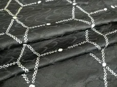 平和屋着物●上質な小紋　絞り　亀甲繋ぎ　黒地　正絹　逸品　DAAY9383az