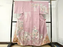 平和屋着物●訪問着　駒刺繍　牡丹枝垂れ花文　暈し染め　金彩　正絹　逸品　CAAZ3981yc