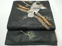 平和屋着物●アンティーク　大正ロマン　両面　太鼓柄　京袋帯　総手刺繍　鷹　枝松葉文　正絹　逸品　CABB0589hy