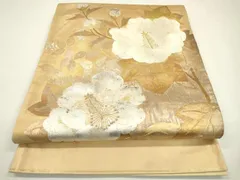 平和屋着物▼太鼓柄袋帯　刺繍　枝花　金銀彩　正絹　逸品　DAAX9861fe