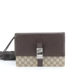 極美品 グッチ GG スプリーム レザー セカンドバッグ 131213 クラッチ ブランド 紳士 ブラウン メンズ EEE DC21-7【中古】