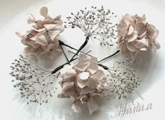 大人色 くすみカラー プラチナカラー 髪飾り ドライフラワー プリザーブドフラワー 結婚式  前撮り  お呼ばれ