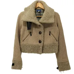バーバリーブルーレーベル BURBERRY BLUE LABEL 裏地ノバチェック 短丈 ボア ウール ニットジャケット レディース EUR：38 