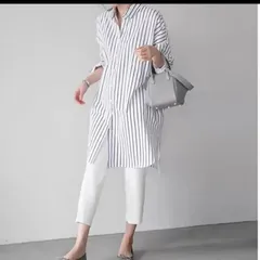 シャツワンピース 長シャツ ロングシャツ レディース ブラウス 大きい ストライプ柄 無地 ゆったり