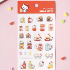 【 韓国限定 】サンリオ ハローキティ ぷっくり ハンバーガー シール ステッカー HELLOKITTY キティ キティちゃん  SANRIO 韓国 韓国代行 日本未入荷 日本未発売 韓国ダイソー 韓国DAISO KOREA SEOUL コリア ソウル