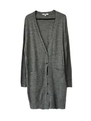 L UNIQLO ユニクロ ウール混 Vネック カーディガン ロング丈