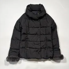 【美品】SHIPS 天然レッキスファー使用 ダウンジャケット ダブルボタン ブラックスタンドカラー Sのサムネイル
