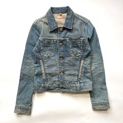 DIESEL ライトブルー ダメージデニムジャケット ライダースXS - メルカリ