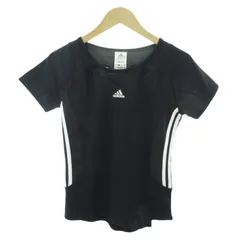 アディダス adidas スポーツウエア フィットネス カットソー ロゴ プリント 半袖 S 黒 ブラック