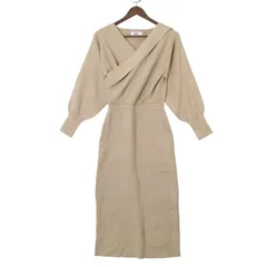 AZUL by moussy アズール マウジー 秋冬★ カシュクール風 長袖 ニット タイト ワンピース ミディ丈 Sz.S レディース