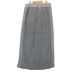 Champion チャンピオン 秋冬 ロゴ刺繍★ サイドライン スウェット イージー ロング タイト スカート Sz.L レディース グレー