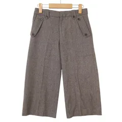HUMAN WOMAN ヒューマンウーマン 秋冬 ウール★ ヘリンボーン柄 クロップド ワイド ツイード パンツ Sz.0 レディース