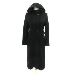 23区 オンワード樫山 コート ロング丈 フード付き アンゴラ ウール混 38 M 黒 ブラック /YK2