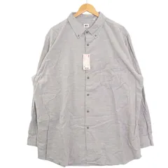 【新品 未使用】 UNIQLO ユニクロ 秋冬 コーデュロイ★ 長袖 ボタンダウン シャツ Sz.4XL メンズ グレー 大きいサイズ 特大