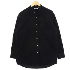 UNIQLO U ユニクロ ユー ルメール 秋冬 コーデュロイ★ 長袖 バンドカラー シャツ Sz.L メンズ 黒