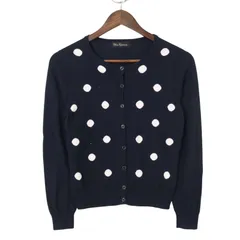 CLEAR IMPRESSION クリアインプレッション 秋冬 ドット柄★ ニット カーディガン Sz.2 レディース 紺 ネイビー