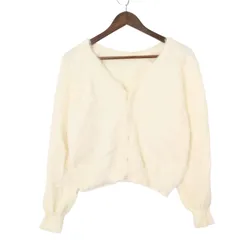 ROPE' PICNIC ロペピクニック 秋冬 フェザー★ ニット カーディガン 羽織り Sz.38 レディース 白