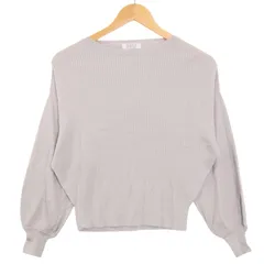 HUMAN WOMAN ヒューマンウーマン 秋冬 ウール100％★ リブ ニット セーター プルオーバー Sz.M レディース グレー