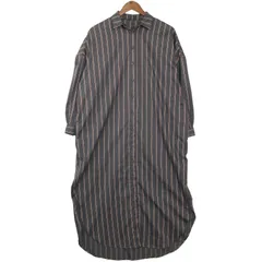 patterntorso パターントルソ アンティカ ストレッチ★ 長袖 ストライプ ロング シャツ ワンピース Sz.F レディース グレー