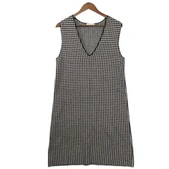 anySiS エニィスィス 秋冬 千鳥柄★ Vネック ノースリーブ ニット ワンピース ジャンパースカート Sz.2　レディース