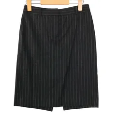 Theory セオリー 秋冬 ストレッチ ウール★ ストライプ スカート Sz.XO レディース グレー 大きいサイズ