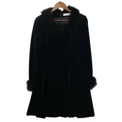 MAITRESSE メトリーゼ 秋冬 フェイクファー ベロア★ ワンピース Sz.9号 レディース 黒 日本製