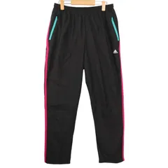 adidas アディダス 秋冬 ロゴ刺繍★ ライン ストレッチ 裏起毛 イージー パンツ Sz.OT　レディース 黒 トレーニング