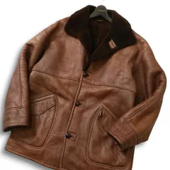 メンズブランド 秋冬 裏ボア 羊革 リアル ラム レザー★ ムートン コート ジャケット Sz.L　メンズ