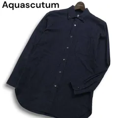 Aquascutum アクアスキュータム 秋冬 グレンチェック★ 長袖 ボタンダウン ネル シャツ Sz.S メンズ 紺 ネイビー 日本製