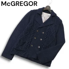 McGREGOR マクレガー 秋冬 ウール混★ 裏地ストライプ ニット カーディガン ジャケット 羽織り Sz.3 メンズ 紺 ネイビーのサムネイル