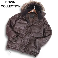 Y2K 00s★ UNIQLO ユニクロ 秋冬 ファー 光沢★ ダウンコレクション フーデッド ダウン ジャケット Sz.L メンズ ブラウン