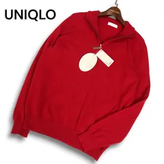 タグ付き★ UNIQLO ユニクロ 秋冬 カシミヤ100%★ ハーフジップ ニット セーター プルオーバー Sz.XL メンズ 赤