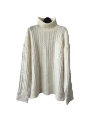 105-110)メンズ ケーブル編み タートルネック ニット/新品