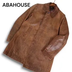 90s~00s★ ABAHOUSE アバハウス 秋冬 クロコ型押し★ 牛革 カウ レザー ステンカラー コート Sz.F メンズのサムネイル