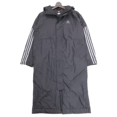 adidas アディダス 秋冬 裏起毛★ ベンチコート ロングコート 中綿コート スポーツウェア Sz.S メンズ 黒