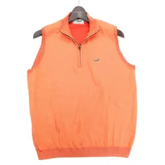 CROCODILE クロコダイル 通年 ワニ刺繍★ ハーフジップ コットン ニット ベスト Sz.M メンズ