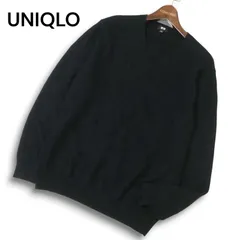 UNIQLO ユニクロ 秋冬 高級 カシミヤ100%★ Vネック セーター ニット Sz.XL メンズ 黒 大きいサイズ