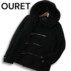 OURET オーレット 秋冬★ フード裏ボア 中綿 メルトン ウール ダッフル コート Sz.M メンズ 黒 日本製