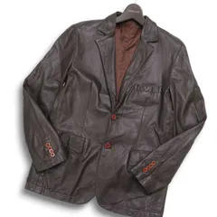 メンズブランド 秋冬★ 本革 リアル レザー テーラード ジャケット Sz.M メンズ