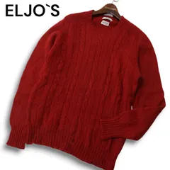 スコットランド製★ ELJO'S 秋冬 ウール100%★ ケーブル編み セーター ニット Sz.44 メンズ