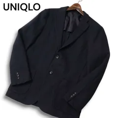 UNIQLO ユニクロ 秋冬 背抜き★ ウール ブレンド ニット テーラード ジャケット Sz.M メンズ 紺 ネイビー