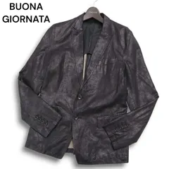 BUONA GIORNATA ボナジョルナータ 秋冬★ 光沢 コーティング加工 テーラード ジャケット Sz.M メンズ 黒