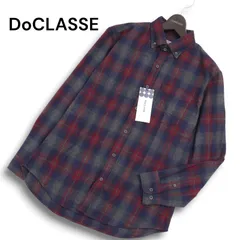【新品 未使用】 DoCLASSE ドゥクラッセ 秋冬★ 長袖 ボタンダウン チェック ネル シャツ Sz.L メンズ