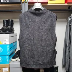 KUHO ダークグレー ネックロール ルーズフィット レディース ニットベスト 95-100