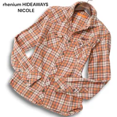 rhenium HIDEAWAYS NICOLE ハイダウェイ ニコル 刺繍★ 襟ワイヤー 長袖 ウエスタン チェック シャツ Sz.46 メンズ