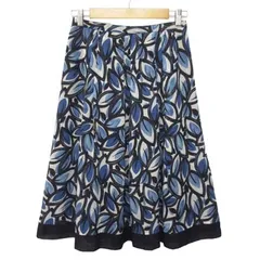 レリアン Leilian スカート ロング 花柄 フレア 11 青