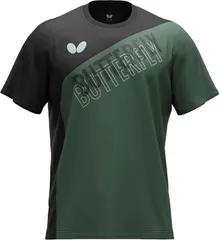 バタフライ Butterfly 卓球 ノイアル Tシャツ 半袖 トップス ウエア メンズ レディース 男性 女性 吸水 速乾 伸縮 トレーニング 部活動 クラブ サークル 練習 合宿 移動着 普段着  47430 126 ディープグリーン